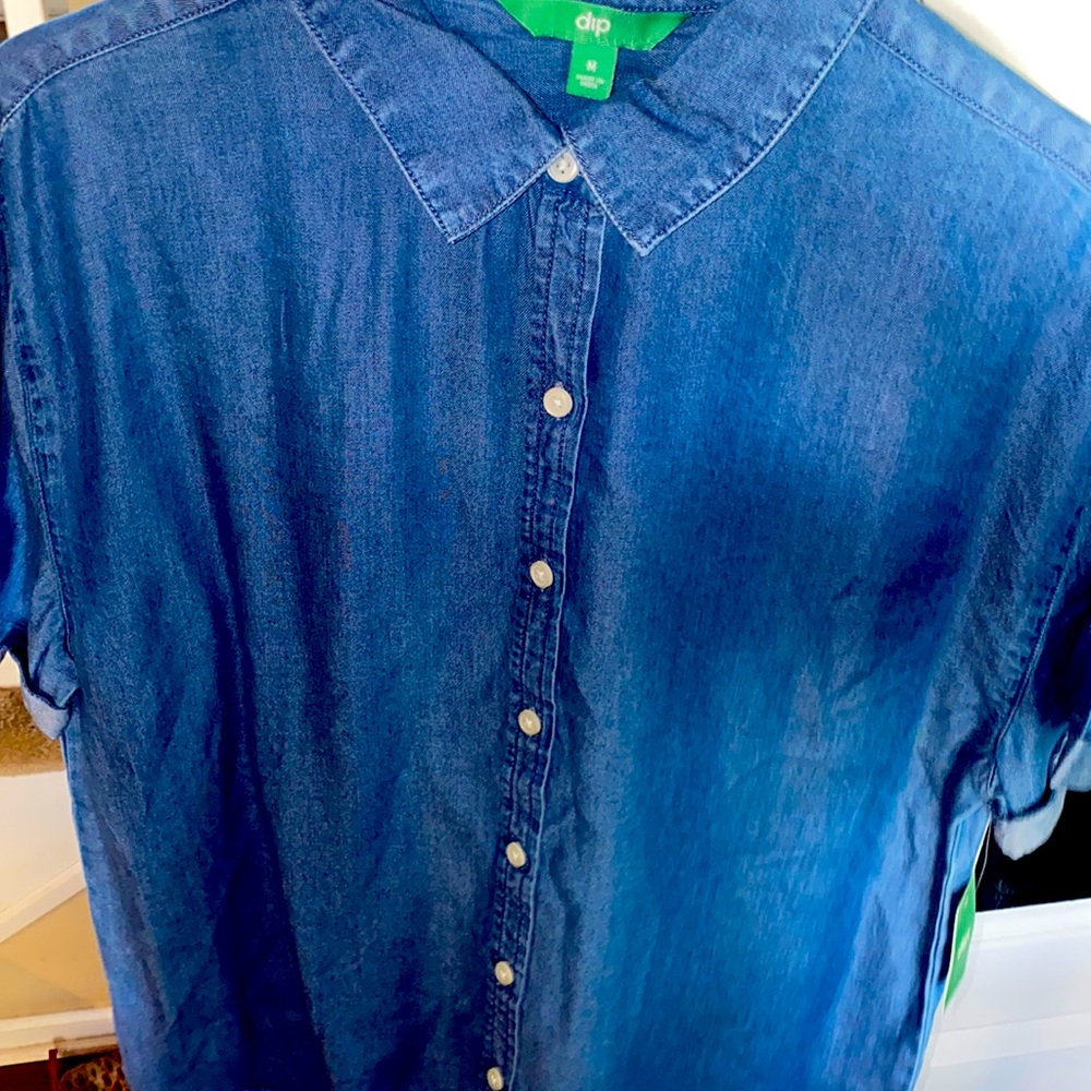 Mens size medium DIP blue tye dye Button up t shirt